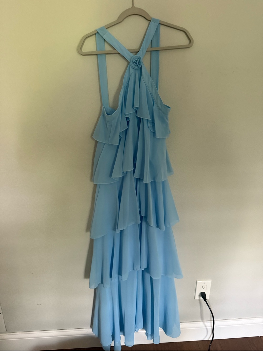 Light Blue Tiered Ruffle Maxi Dress